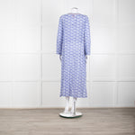 Le Sirenuse Blue and White Cheetah Block Print Dress