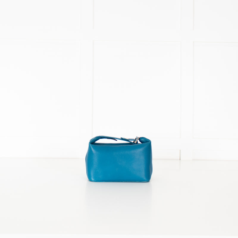 Gianni Versace Teal Hand Held Top Zip Bag