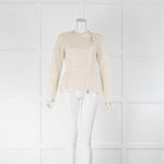 Moncler Cream Embroidered Light Zip Up Jacket