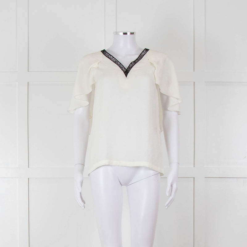 Maje Cream Black Lace  Amour Top