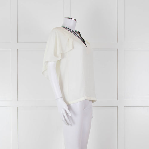Maje Cream Black Lace  Amour Top