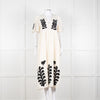 Leon & Harper Cream Cheesecloth Dress With Black Applique Pattern