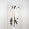 Leon & Harper Cream Cheesecloth Dress With Black Applique Pattern
