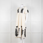 Leon & Harper Cream Cheesecloth Dress With Black Applique Pattern