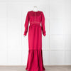 Roksanda Raspberry Pink Long Sleeve Silk Peplum Maxi Dress