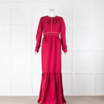 Roksanda Raspberry Pink Long Sleeve Silk Peplum Maxi Dress