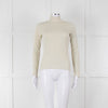 Sezane Beige Cotton Ribbed Long Sleeve T-Shirt