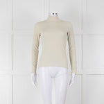Sezane Beige Cotton Ribbed Long Sleeve T-Shirt