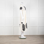 Leon & Harper Cream Cheesecloth Dress With Black Applique Pattern