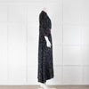 Roksanda Navy Purple Trim Cat Print Maxi Dress