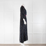 Roksanda Navy Purple Trim Cat Print Maxi Dress