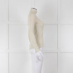 Sezane Beige Cotton Ribbed Long Sleeve T-Shirt