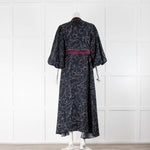 Roksanda Navy Purple Trim Cat Print Maxi Dress