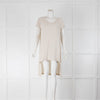Eileen Fisher Neutral Long Line Short Sleeve Tunic Top