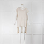 Eileen Fisher Neutral Long Line Short Sleeve Tunic Top