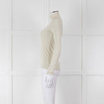 Sezane Beige Cotton Ribbed Long Sleeve T-Shirt