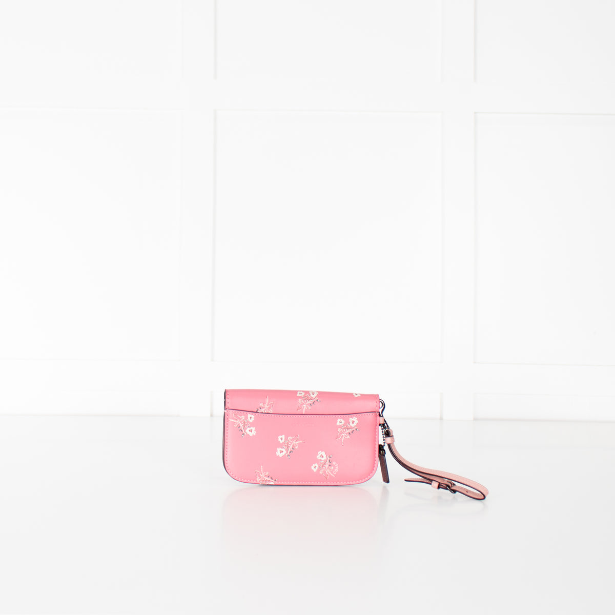 Coach Pink Glitter Flower Bow Embossed Patterned Purse
