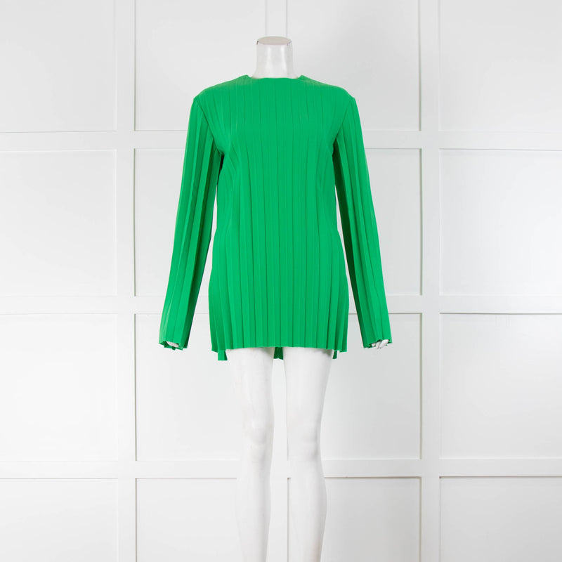 A.W.A.K.E Mode Green Pleated Long Sleeve Top