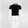 Alice + Olivia Black Short Sleeve Polo Knit with Pearl and Diamante Collar Detail