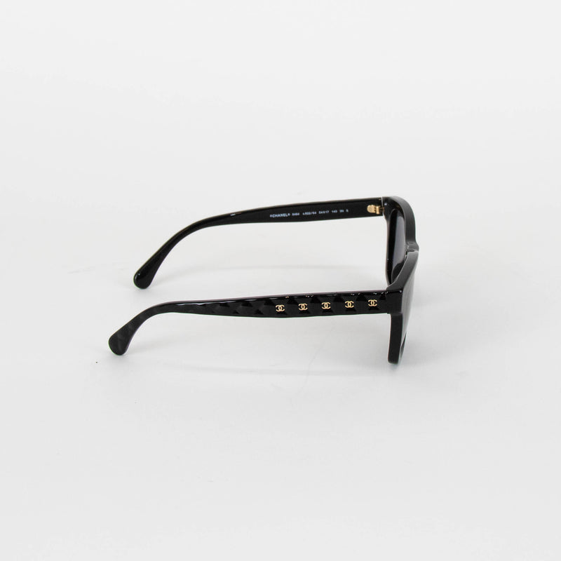 Chanel Black Quilted Arms Logo Sunglasses