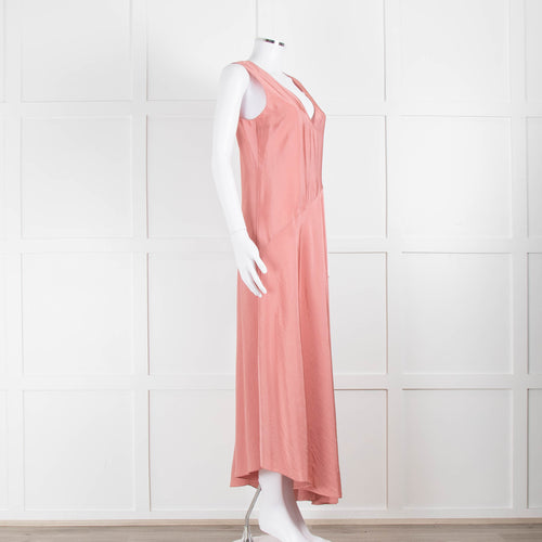 Theory Pink Draped Sleeveless Midi Dress