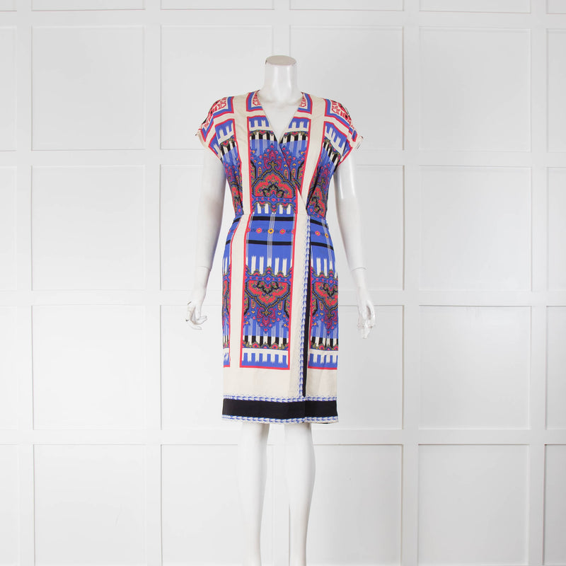 Etro Cream Purple Paisley Sleeveless Dress