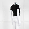 Alice + Olivia Black Short Sleeve Polo Knit with Pearl and Diamante Collar Detail