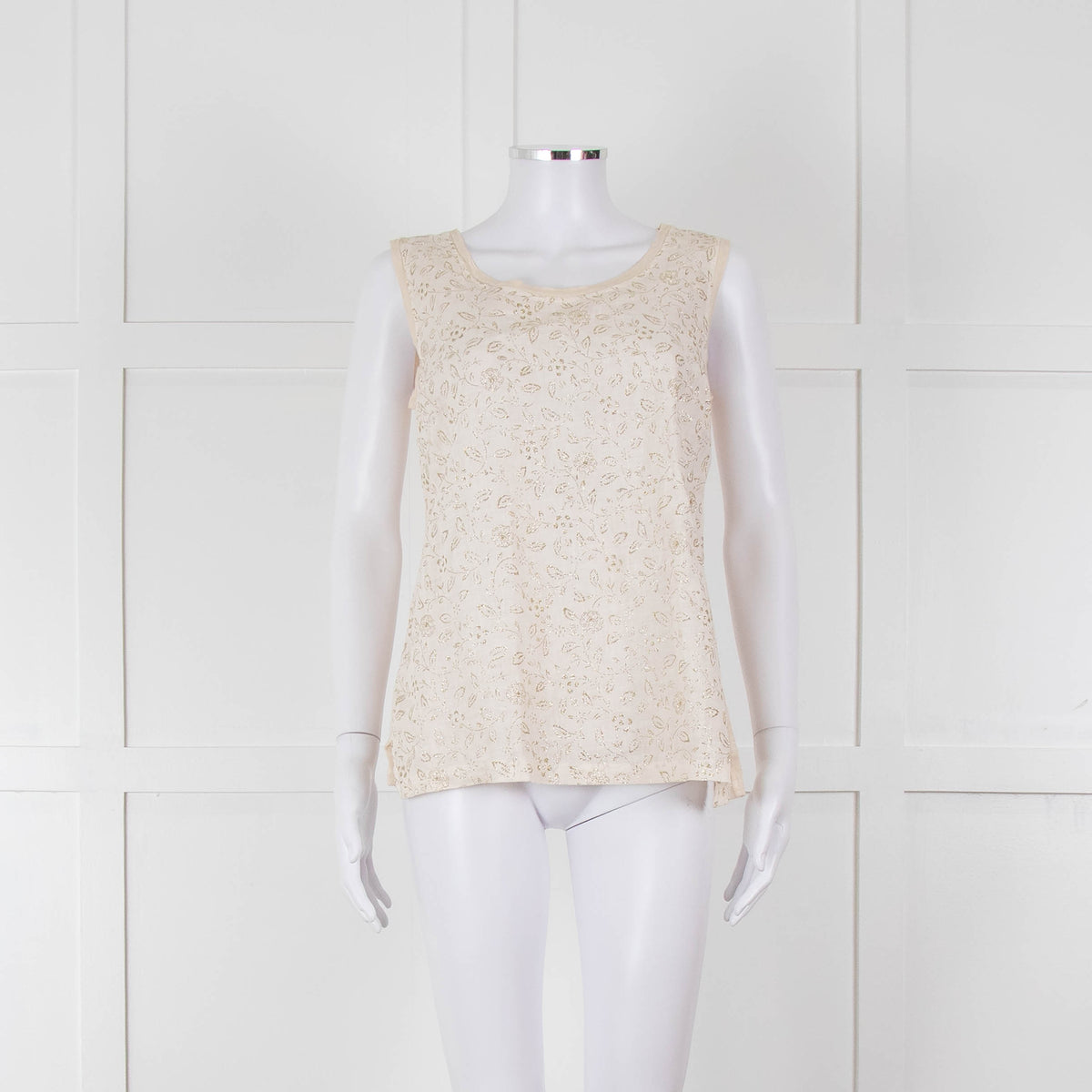 120% Lino Cream Gold Linen Sleeveless Top