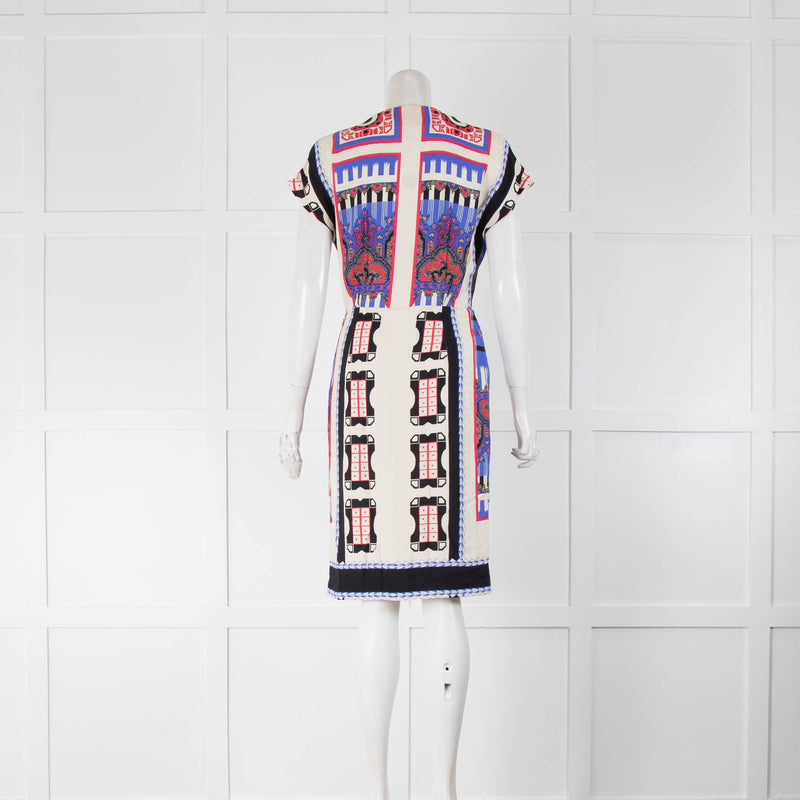 Etro Cream Purple Paisley Sleeveless Dress