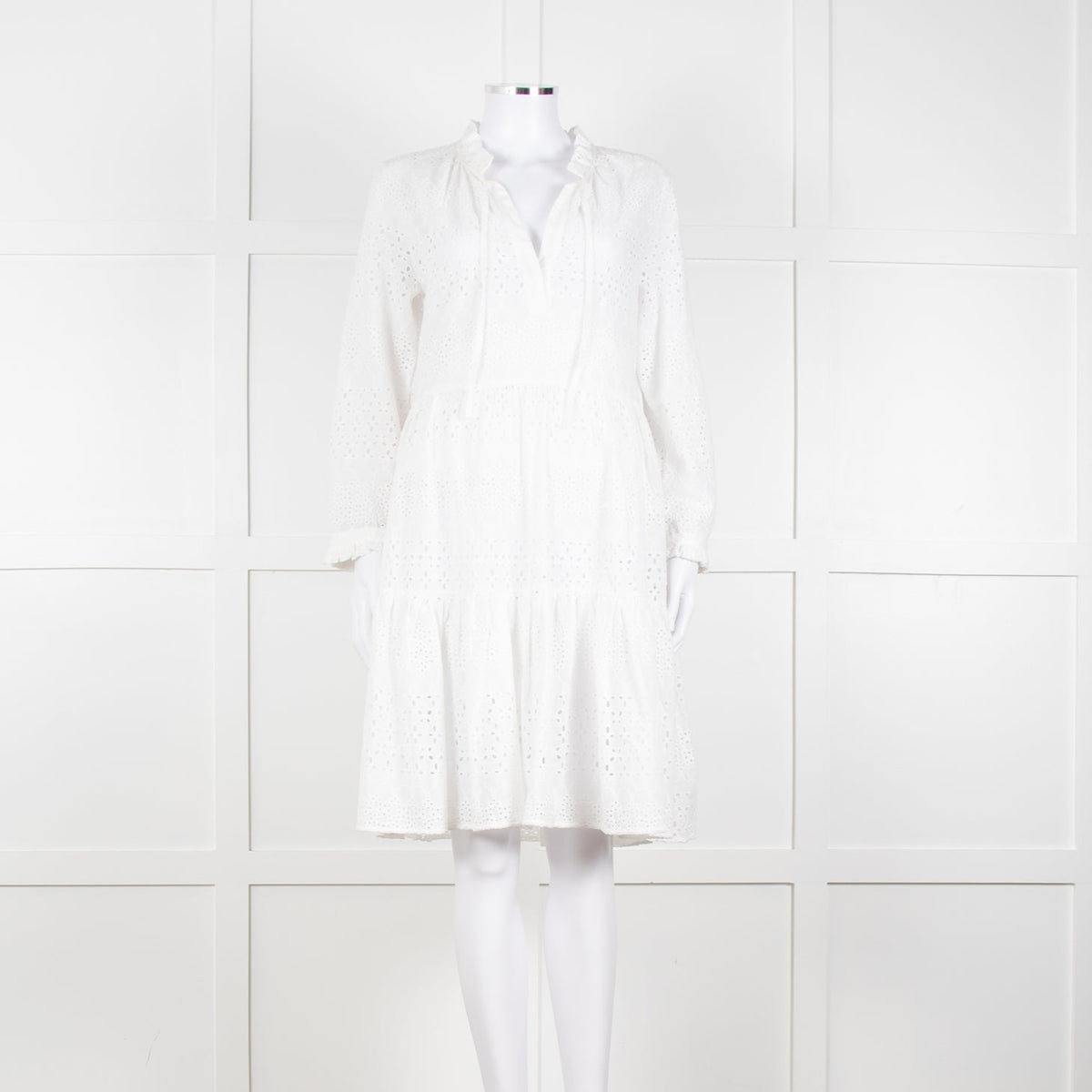 0039 Italy White Broderie Anglaise Short Dress