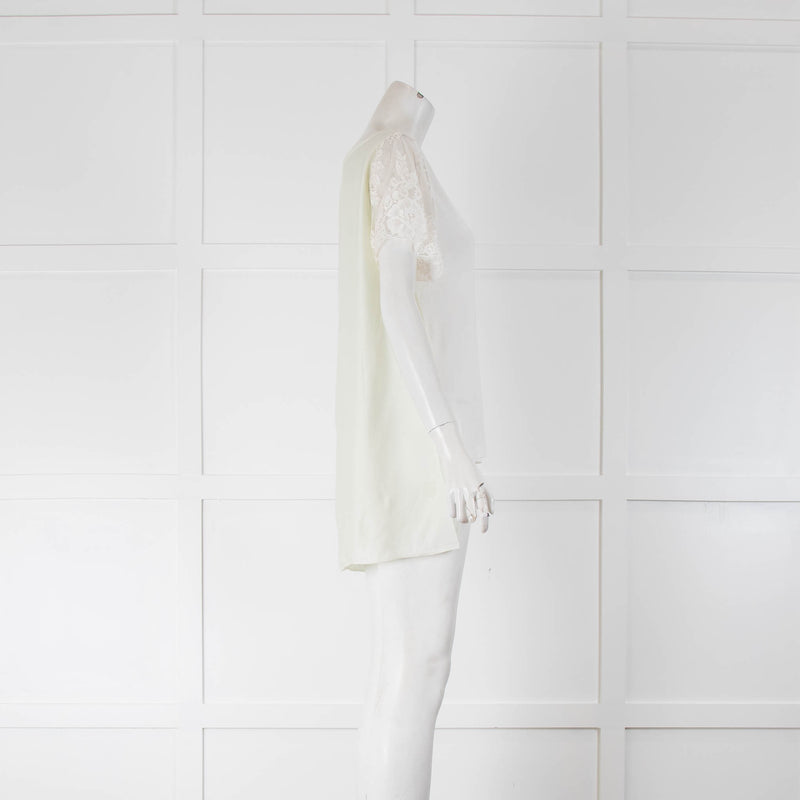 MM6 Maison Margiela Cream Lace Sleeve Top