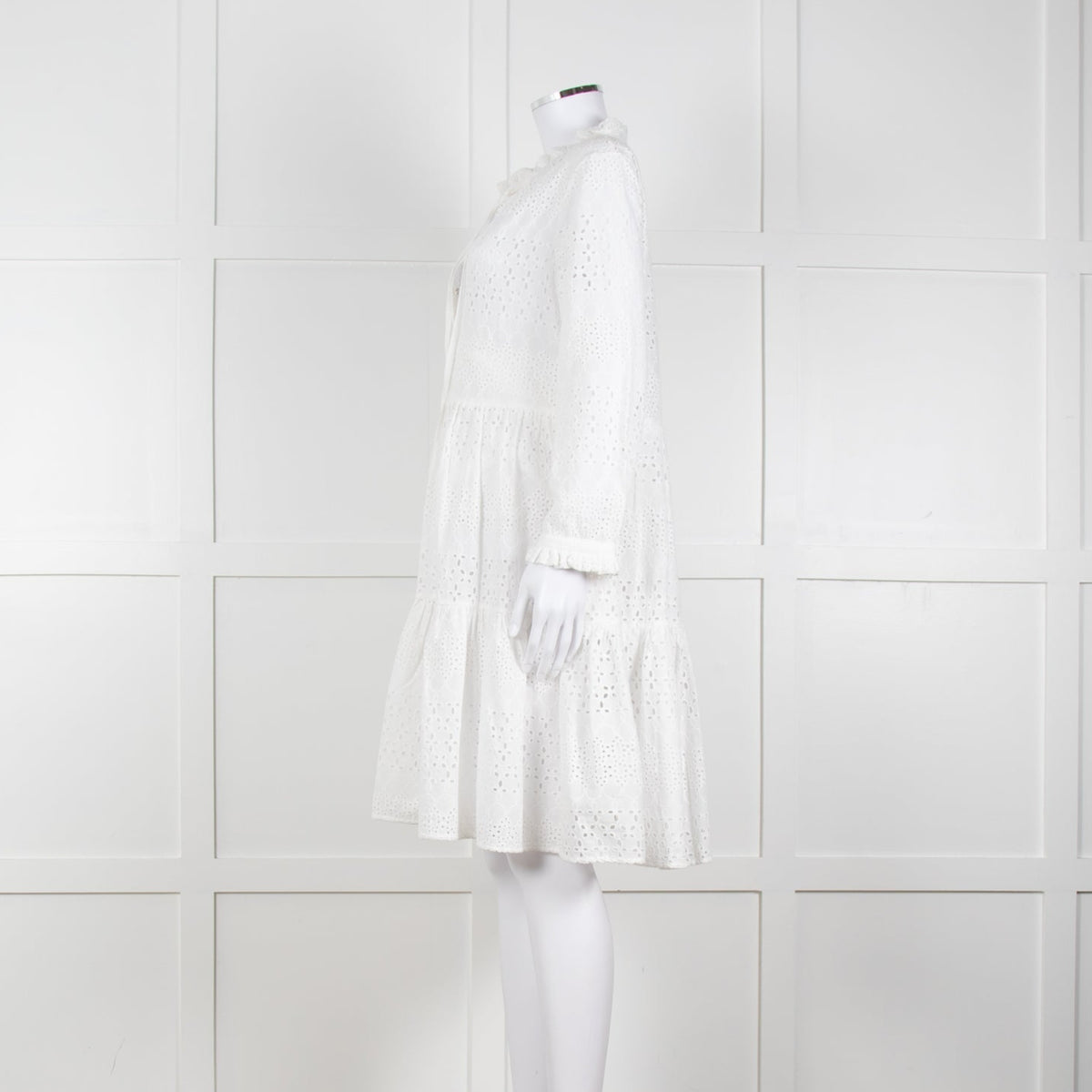 0039 Italy White Broderie Anglaise Short Dress