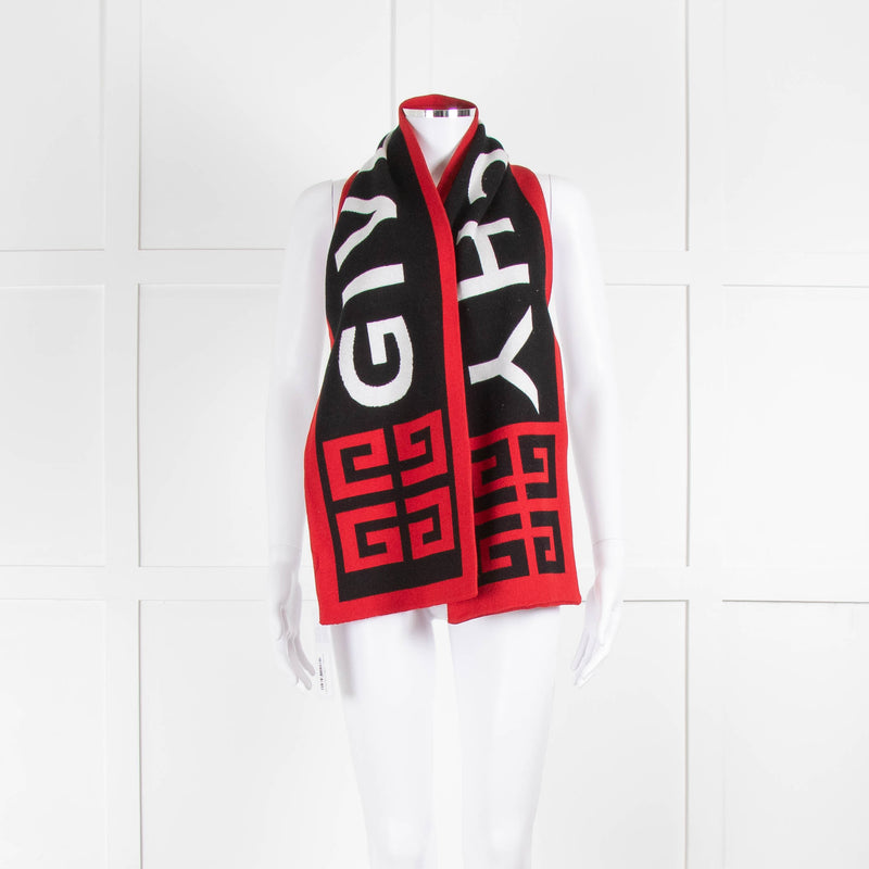Givenchy Black And Red Logo Team Scarf