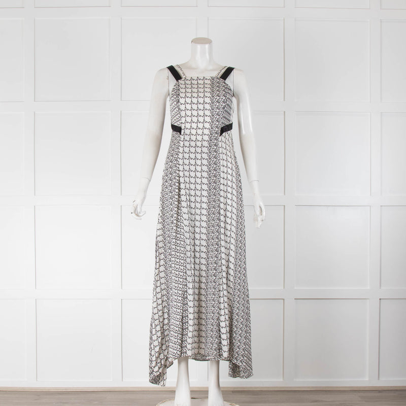 Kenzo White Black Geometric Print Sleeveless Maxi Dress
