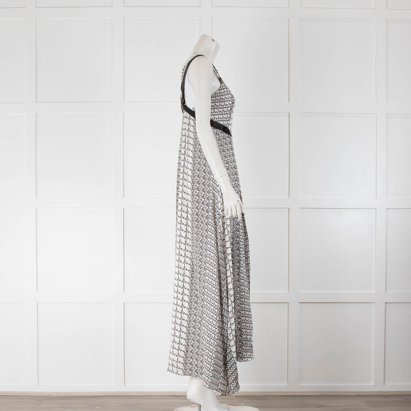 Kenzo White Black Geometric Print Sleeveless Maxi Dress