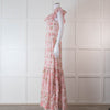 LoveShackFancy Pale Pink Rose Print Cotton Lace Trim Maxi Dress