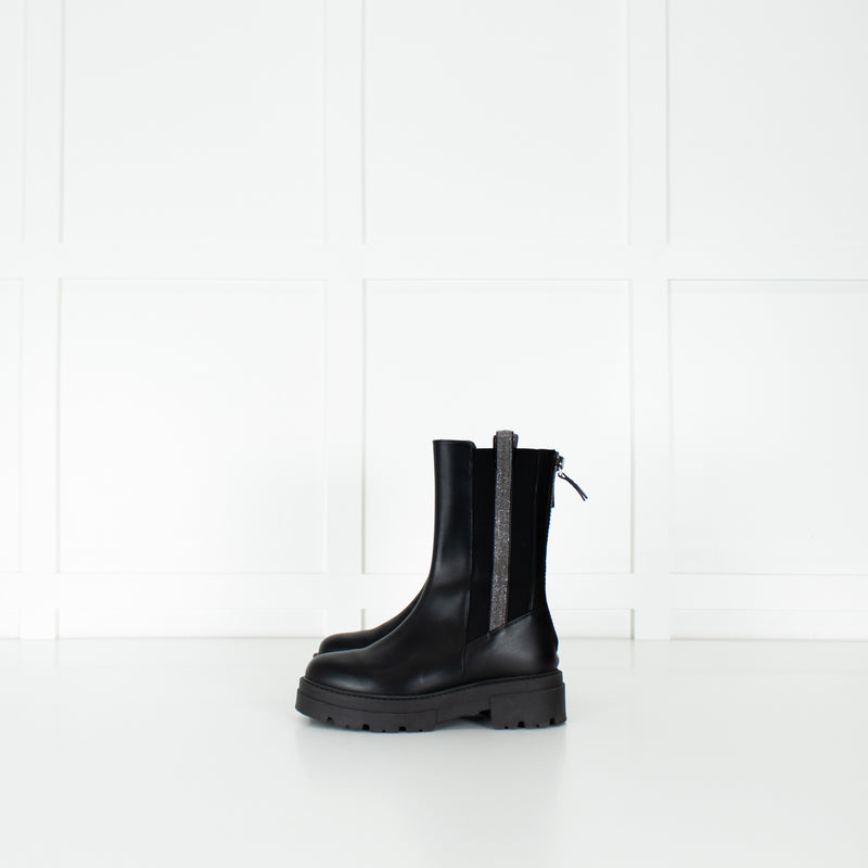 Fabiana Filippi Black Bead Embellished Combat Boots