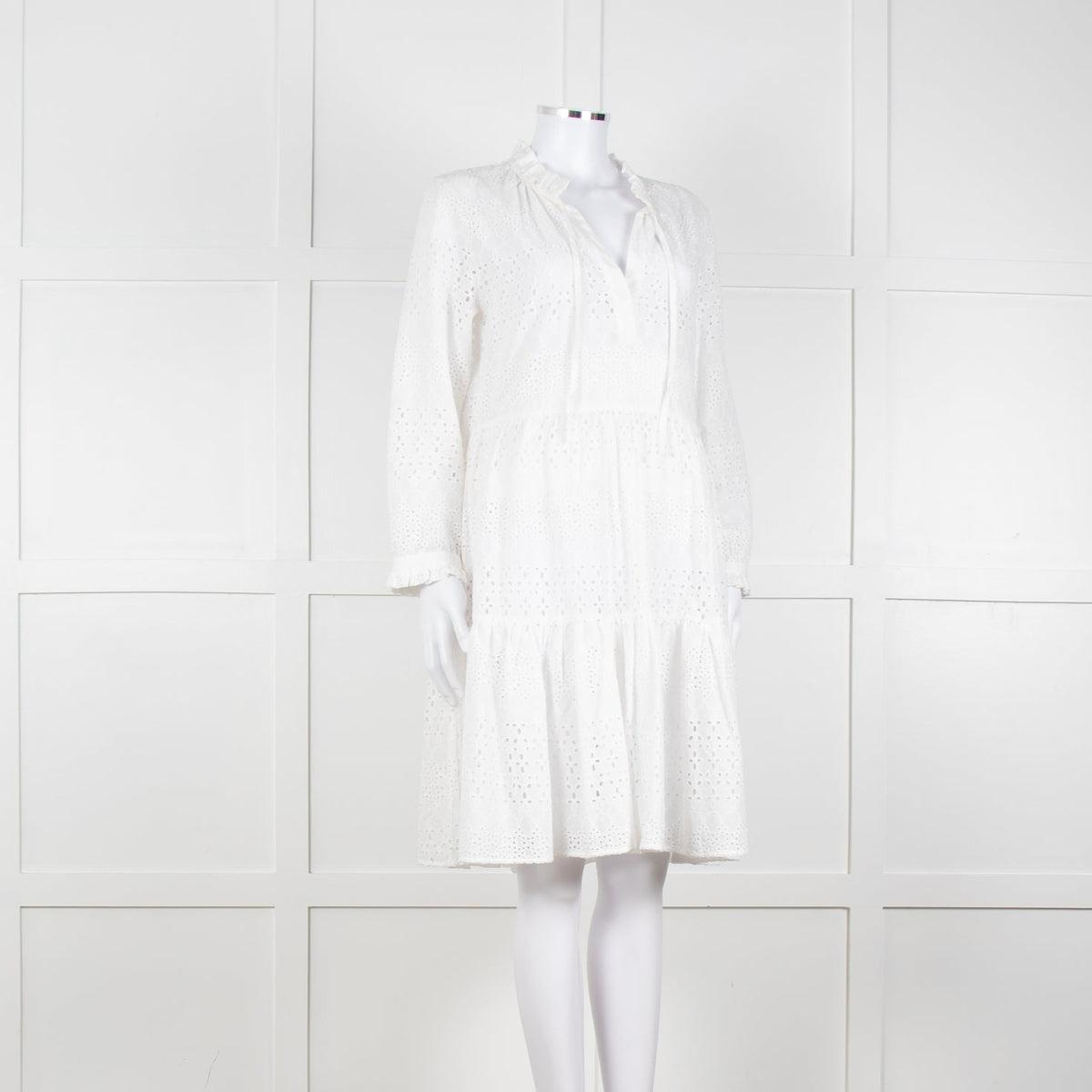 0039 Italy White Broderie Anglaise Short Dress