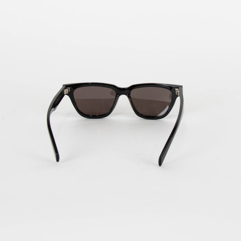 Saint Laurent Black Frame Sunglasses with Silver Corner Detail
