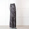Nili Lotan Grey Leopard Print Maxi Skirt