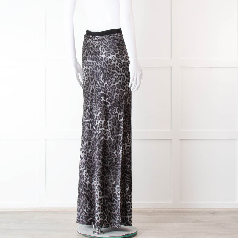 Nili Lotan Grey Leopard Print Maxi Skirt