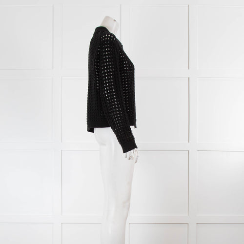 Velvet Black Crochet Knit Cardigan