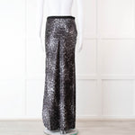 Nili Lotan Grey Leopard Print Maxi Skirt