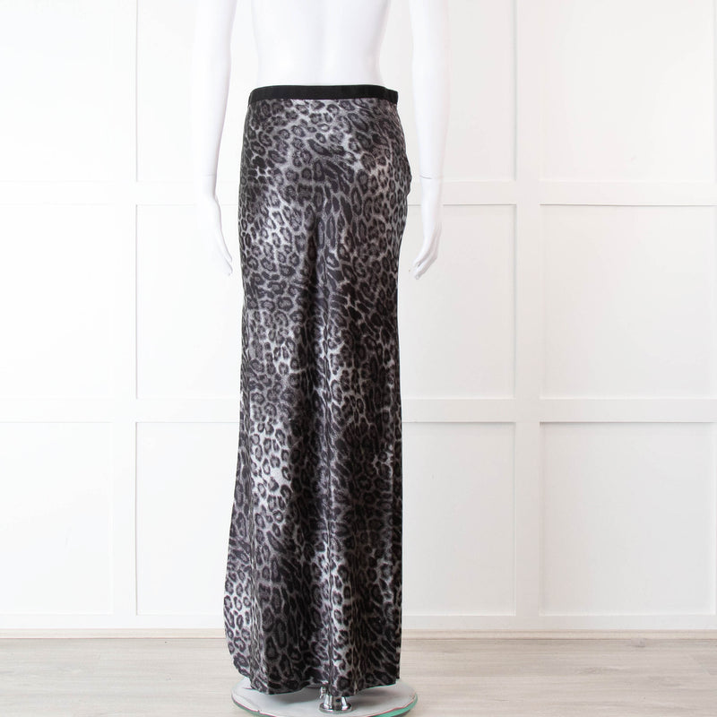 Nili Lotan Grey Leopard Print Maxi Skirt