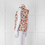 Sezane White Red Floral Frill Trim Sleeveless Cotton Top