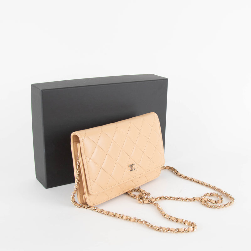 Chanel Beige Wallet on Chain with Gold Hardware