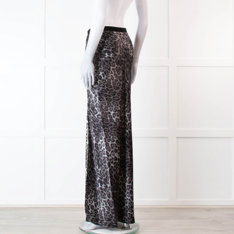 Nili Lotan Grey Leopard Print Maxi Skirt