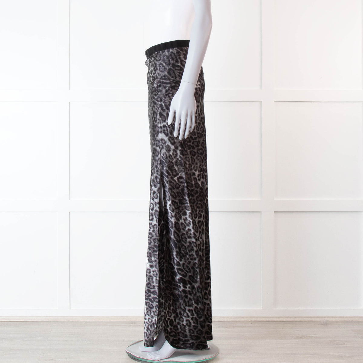 Nili Lotan Grey Leopard Print Maxi Skirt