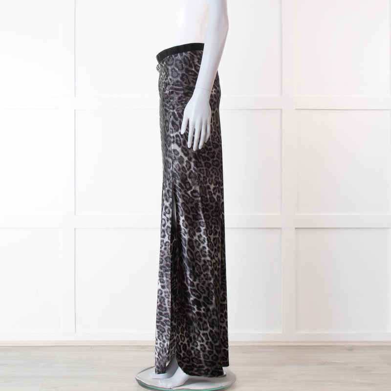 Nili Lotan Grey Leopard Print Maxi Skirt