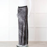 Nili Lotan Grey Leopard Print Maxi Skirt